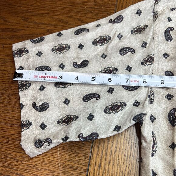 Vintage Cambio Italia Men’s 100% Silk Artwork Short Sleeve Button Up Shirt Sz S - Picture 7 of 8